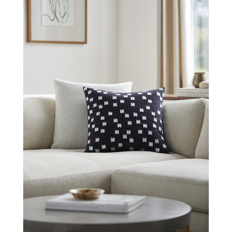 Chromatique Geometric Cotton Throw Pillow, White, 18" x 18", Pillow Cover Only - No Insert