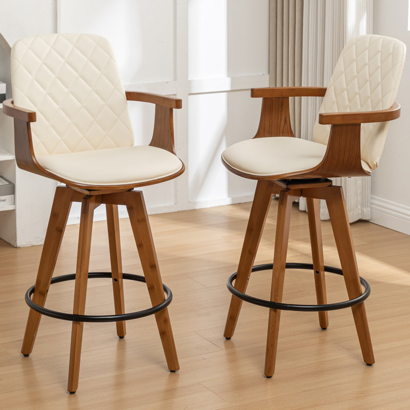Sitaram Swivel Bar Stools, Beige, Counter Stool (67cm Seat Height)