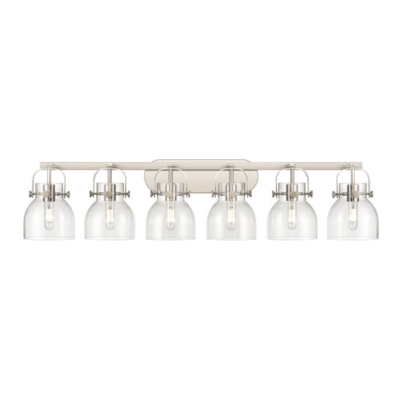 Éclairage pour meuble-lavabo mural 6 po Skycrest, Transparent, Nickel satiné, Six lumières