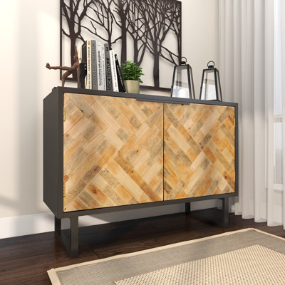 Armoire géométrique noire en bois à 1 tablette et 2 portes Adaleena