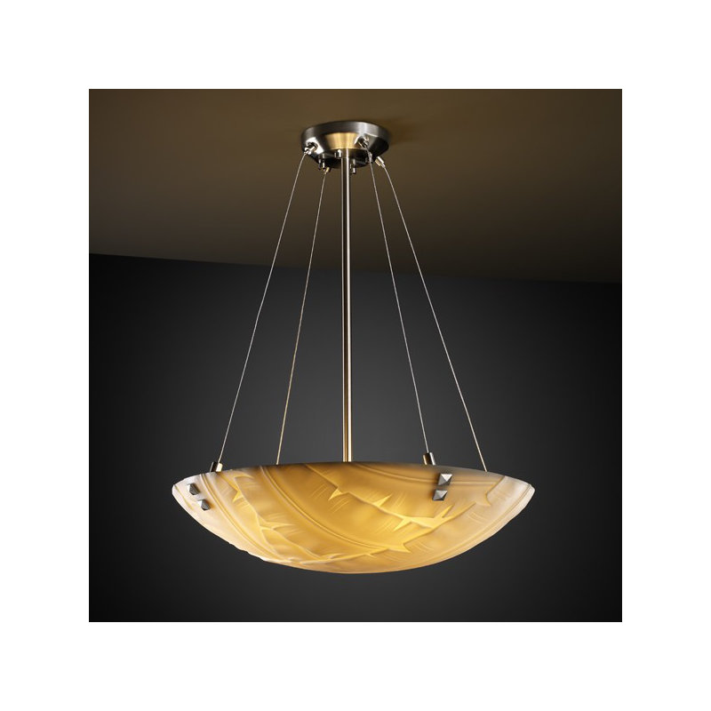Luminaire suspendu inversé 6 lumières Porcelina, Vagues, Cercles concentriques à faiteau, Nickel brossé