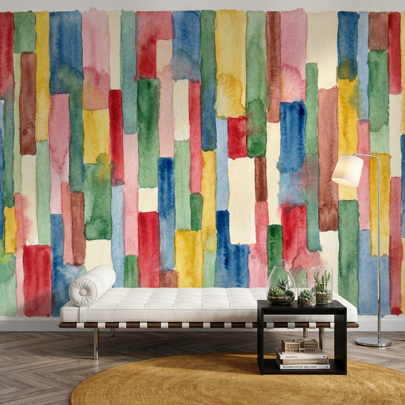 Papier peint texturé aquarelle abstrait mural, 200 po x 120 po, Non tissé