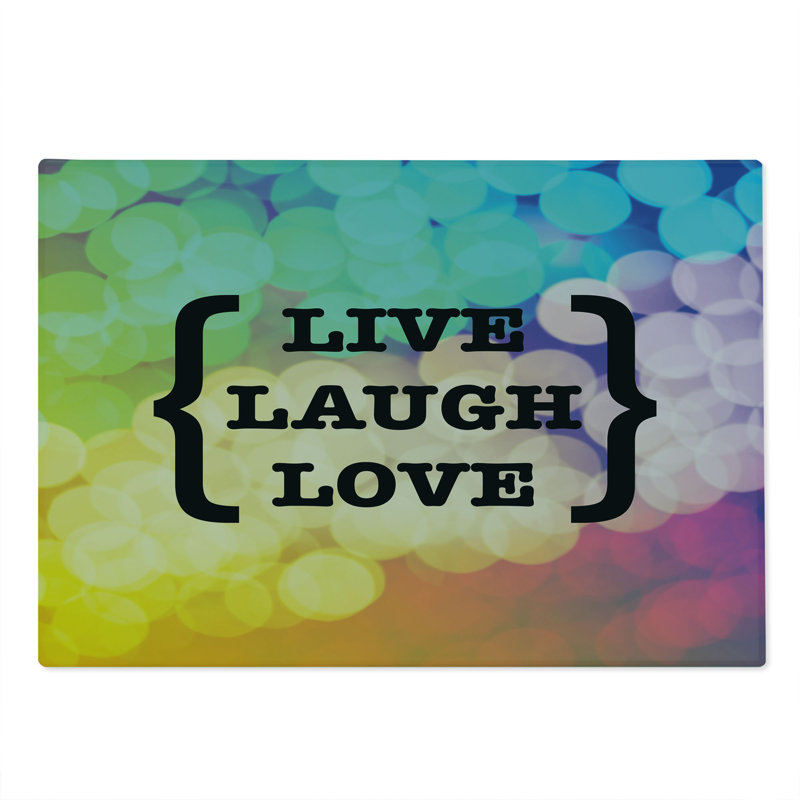 Ambesonne Live Laugh Love Cutting Board Large Size Wise Phrase Multicolor