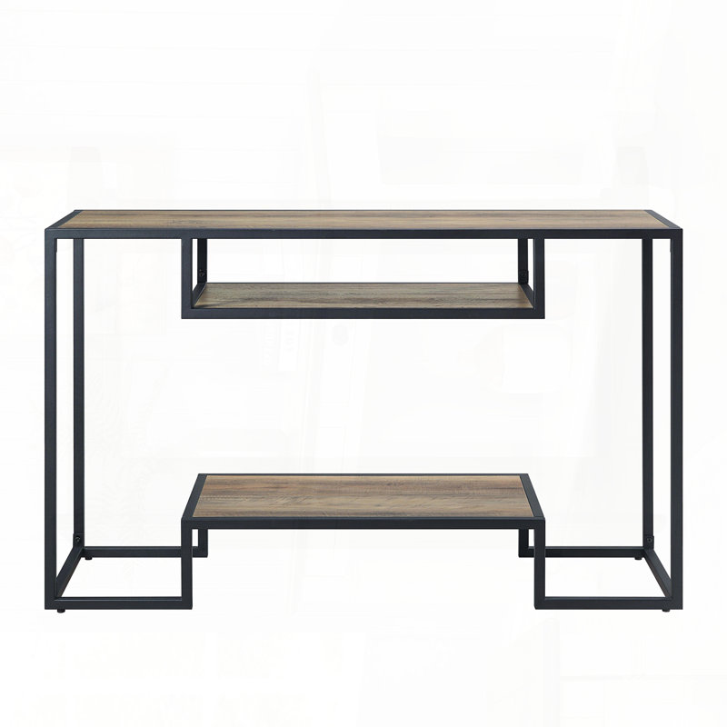 Table de canapé industrielle avec finition chêne rustique et structure en métal