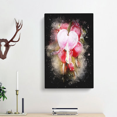 Pink Bleeding Heart Flowers - Wrapped Canvas Painting Print
