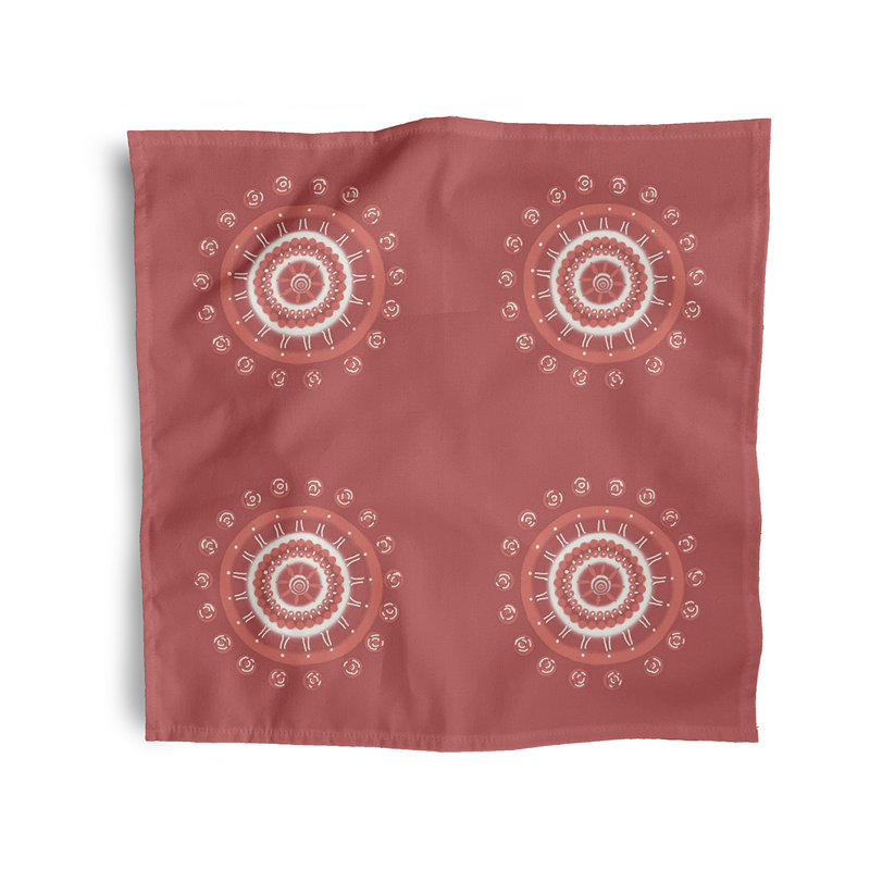 Areanna Polyester Geometric Square Napkin, Coral