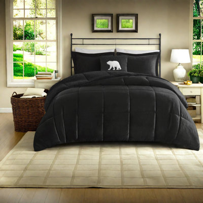 Ensemble de literie moelleux en sherpa, polyester hypoallergénique, design moderne pour une maison confortable
