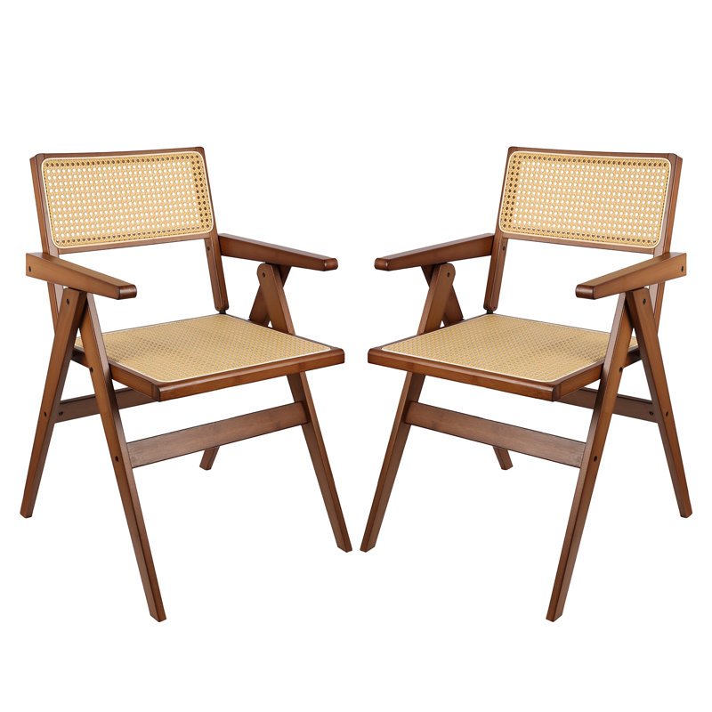 Wicker/Rattan Stackable Folding Chair Folding Chair Set, Walnut