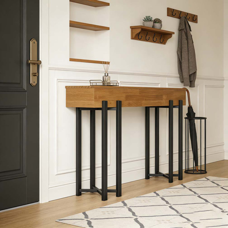 Office Display Shelf,Modern-Style Console Table, Rustic Brown