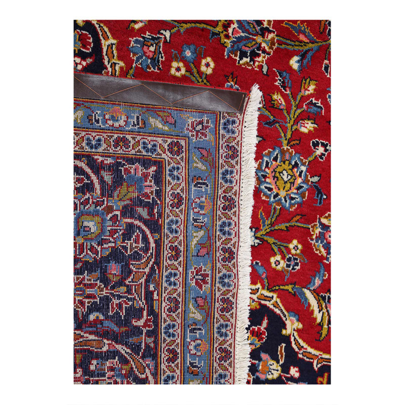 Kashan persan rouge fin noué à la main 8 pi 1 po x 12 pi 5 po