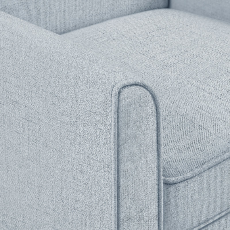 Light Blue Barrel Accent Chair with Microfiber Upholstery