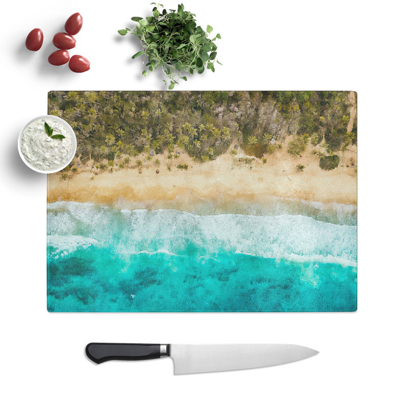 Tempered Glass Beach in Choroni Venezuela Painting Chopping Board, 20 cm x 28.5 cm