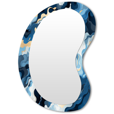 Gadalia Celestial Harmony Cosmic Flow - Abstract Unique Shape Decorative Mirror, Modern Asymmetrical Wall Mirror, Printed Metal Art