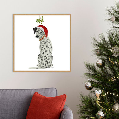 «Christmas Dogs Dalmatian Mistletoe» par Fab Funky - cadre flottant, impression sur toile