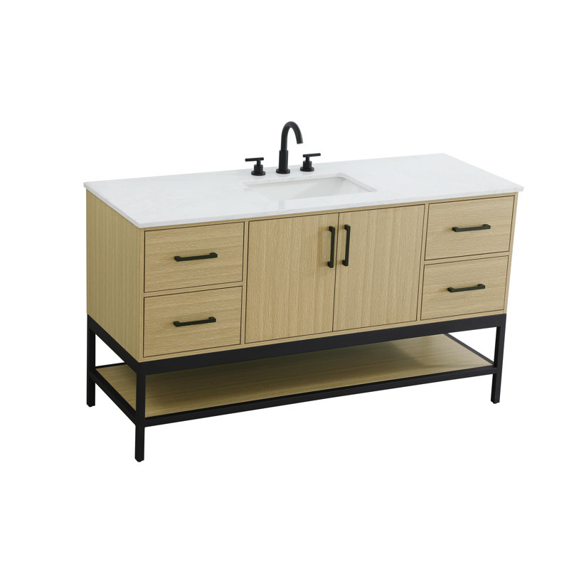 Meuble-lavabo simple 60 po, Brun miel