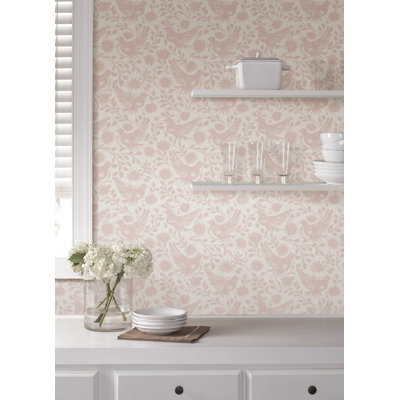 Winged Serenade Pink Peel and Stick Wallpaper