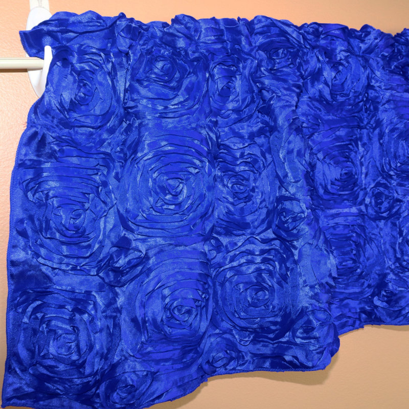 Floral Tailored Window Valance, 54" W x 20" L, Royal Blue