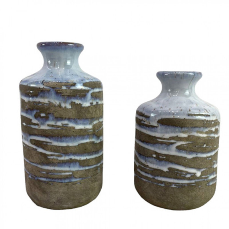 Vase rayé en céramique, H 8,25 po x l 4 po x P 4 po