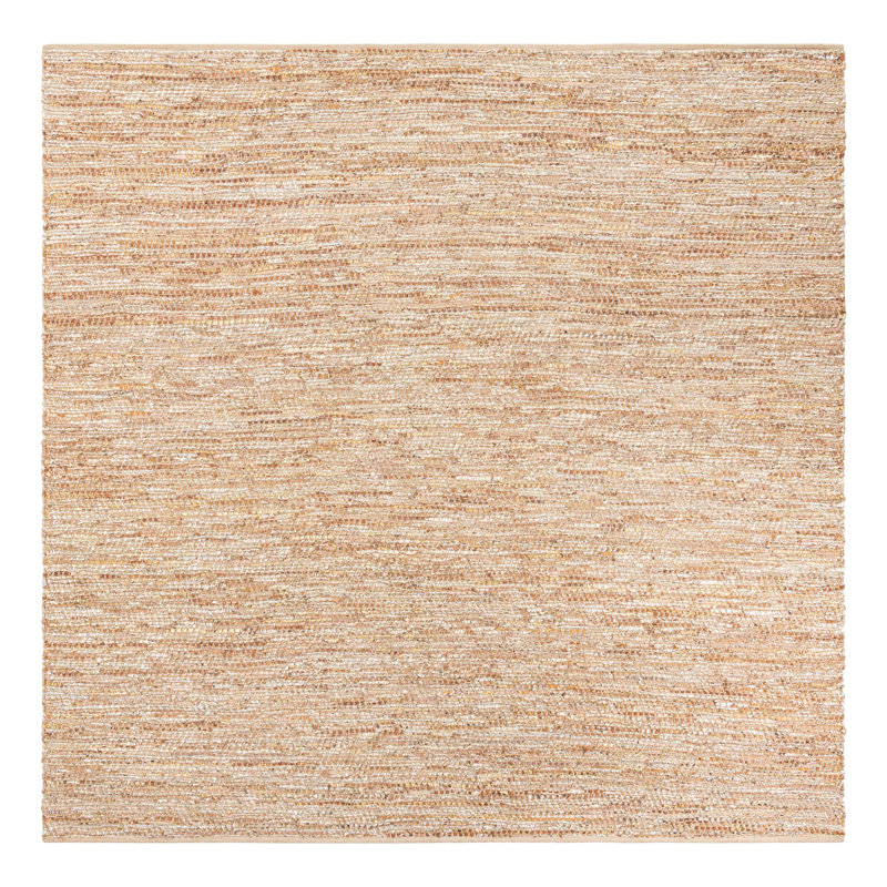Tapis beige en cuir tressé à la main, Carré 10 pi