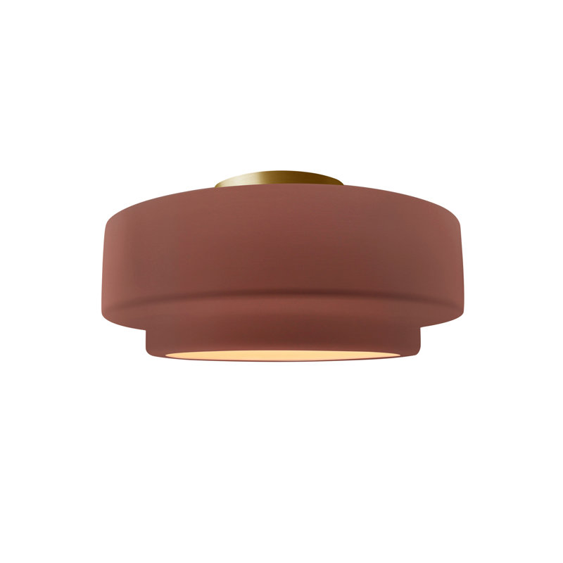 Plafonnier semi-encastré Radiance, Argile Canyon, Laiton brossé, H 7 po x l 12 po x P 12 po