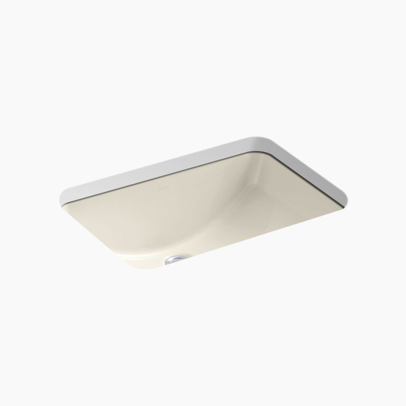 Ladena Vitreous China Rectangular Undermount Bathroom Sink, Almond