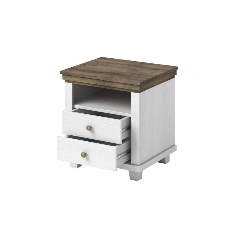 Aaryon 52cm W Manufactured Wood Bedside Table, Abisko Ash