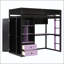Lit mezzanine simple en bois avec bureau et rangement-133569009-133569010