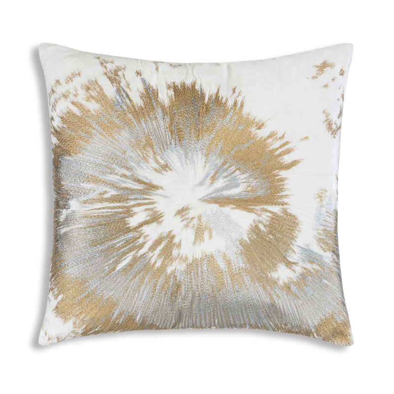 Coussin décoratif en velours brodé Cloudam Design Cloudira Design 22 "x 22" Cloud9, Blanc