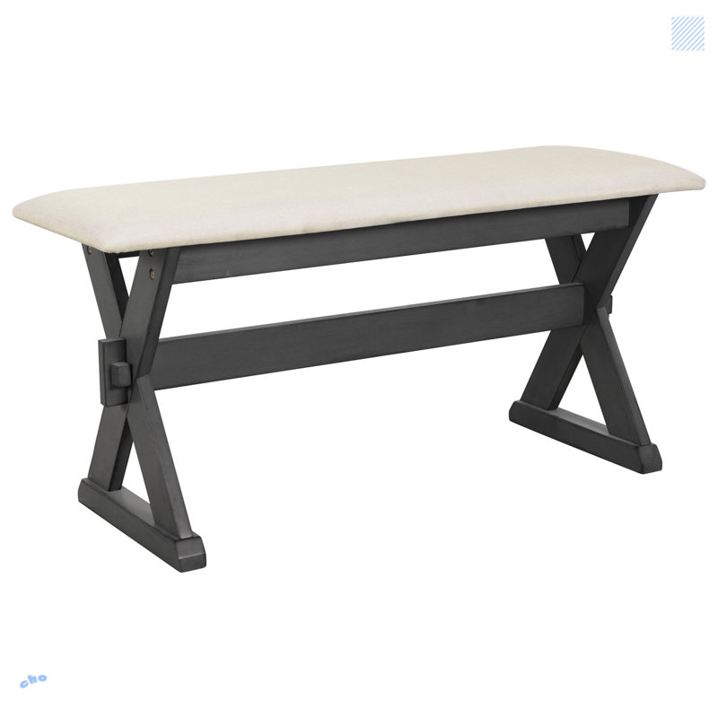 Ensemble de salle à manger 6 pièces avec table à tréteaux rectangulaire et 4 chaises et banc rembourrés, Brun, Brun / beige