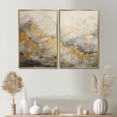 «Bold Beige And Gold Mountain Glacier», impressions sur toile de paysages forestiers