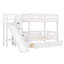 Lit superposé simple au-dessus de simple avec glissière, escalier de rangement et 2 tiroirs - lit pour enfant peu encombrant, blanc-1003583607
