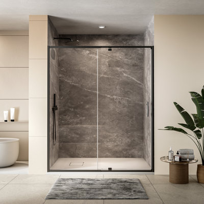 Porte de douche pivotante semi-sans cadre avec verre trempé 1/4 "