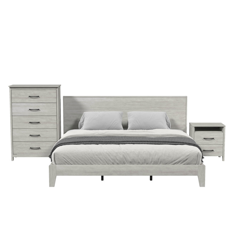 Simonds 4 Piece Bedroom Set, Dusty Gray Oak, King