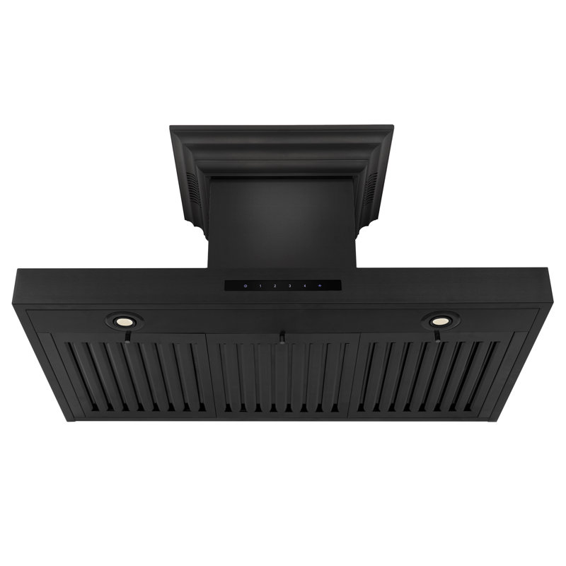 30" 400 CFM Ducted Wall Mount Range Hood, Black Stainless Steel, 36"