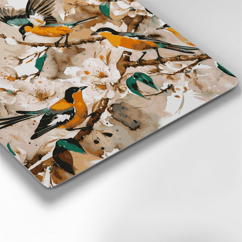 «Birds Common Bulbul», art mural en métal beige