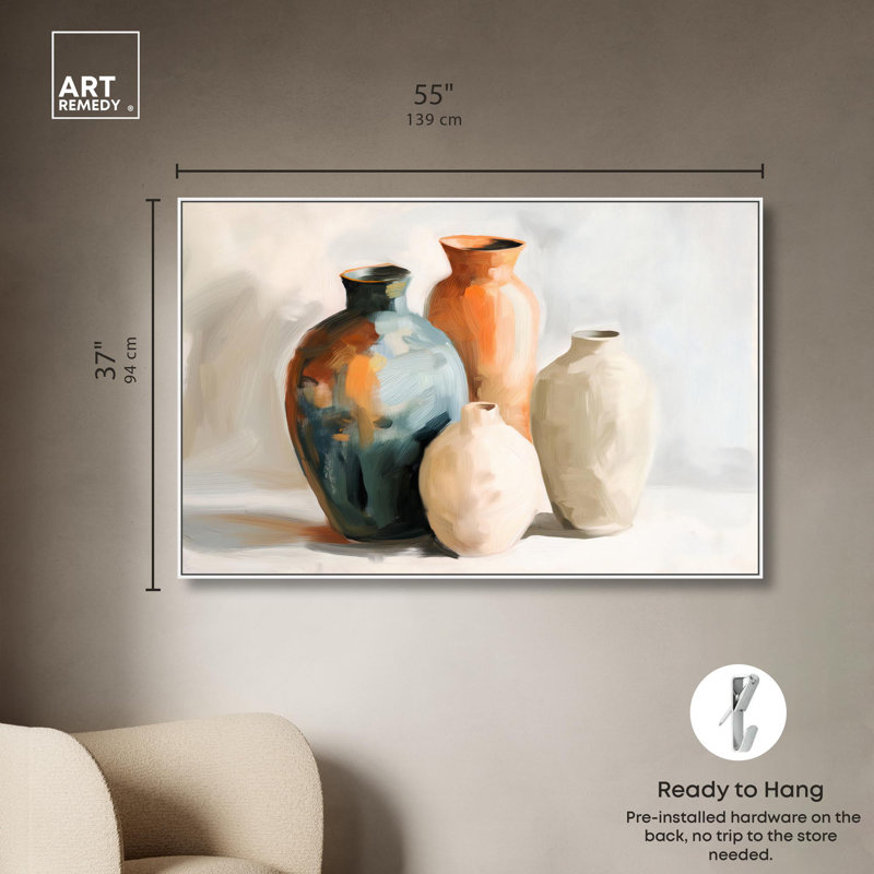 Art mural Sandwave Jars, H 37 po x l 55 po, Cadre blanc