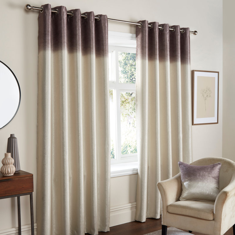 Ombre Strata Blackout Curtain Pair, Chocolate, Width 229 x Drop 229 cm