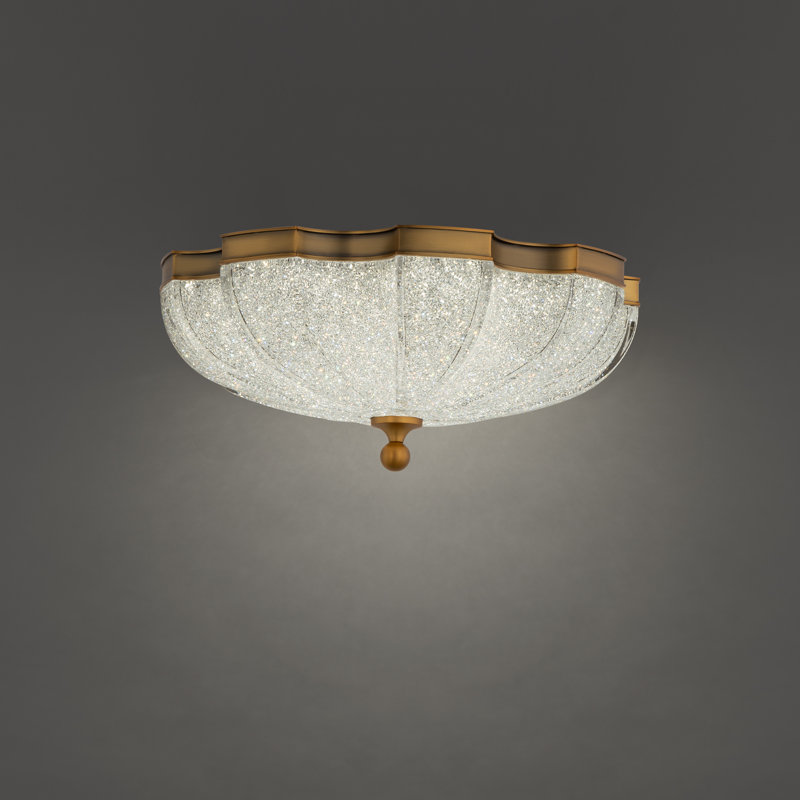 Cupola 1 Light Crystal LED Flush Mount, Aged Brass
