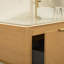Meuble-lavabo flottant 48 po avec lavabo vasque en marbre rond et plateau en pierre frittée 48 po, armoire en contreplaqué en noyer foncé ou chêne clair, garniture dorée, capteur à DEL, pré-assemblé, tiroir double-1251190878