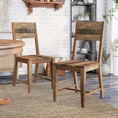 Open-Back Wood Dining Chairs, Warm Natural Tone (Set of 2) Loon Peak