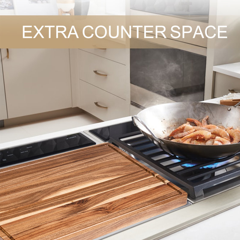 24'' Acacia Wood Extra Large Chopping Board with Handles and Juice Groove