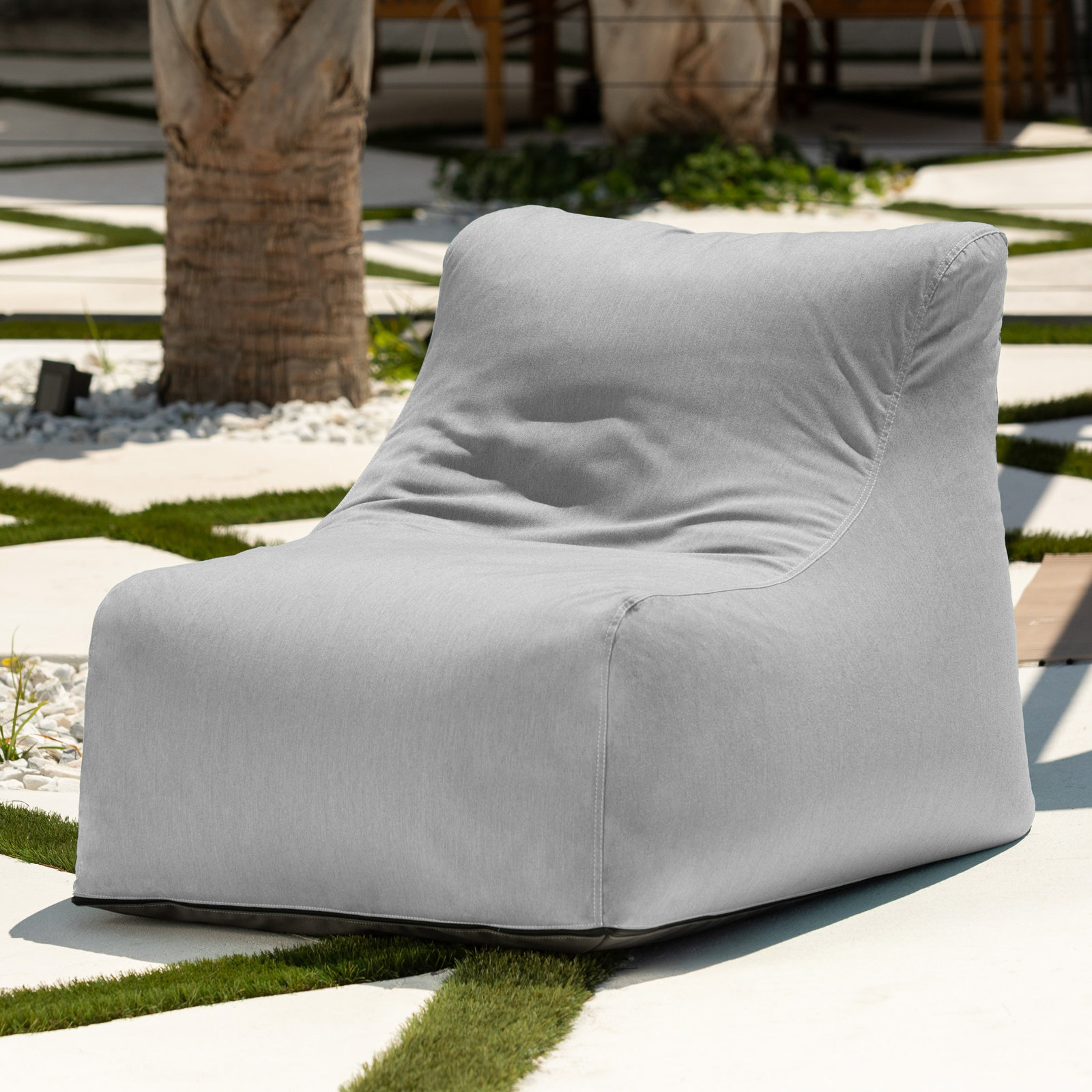 Ponce Outdoor Medium Bean Bag Chair, Granite Sunbrella®