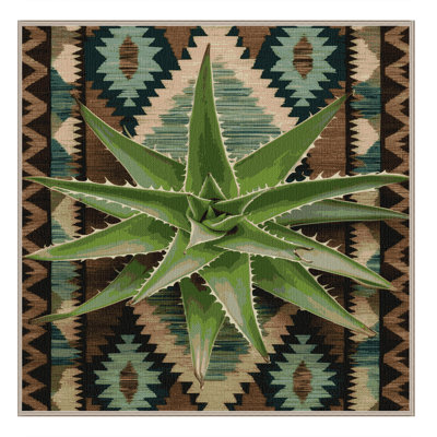 Washable Aloe Vera Southwestern Area Rug