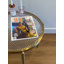 Table d'appoint ronde moderne avec structure en métal gris acier / doré et pieds dorés Addlie-1258125268