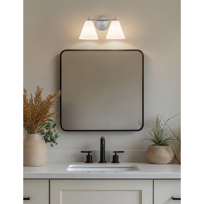 Coiffeuse / meuble-lavabo 2 lumières Fusion - Nickel brossé Fusion, Nickel brossé, 2