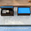 Banc de rangement extérieur en osier avec rangement et coussin, bleu-1676023296