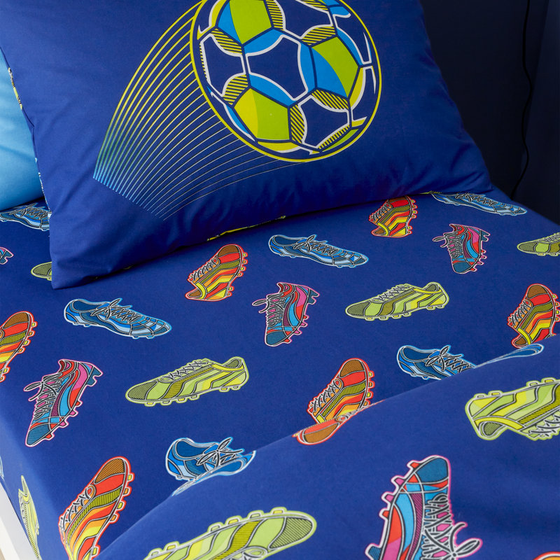 Bright Football Fitted Sheet, Double (4'6)
