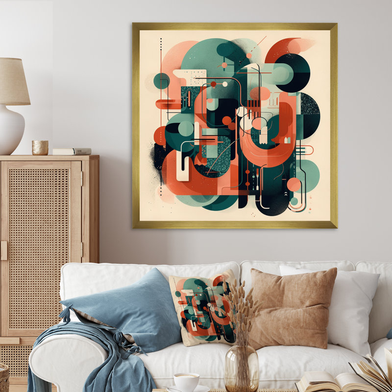 Colours of Progress I - Modern Midcentury, impressions sur toile, H 24 po x l 24 po x P 1 po, Encadrement doré
