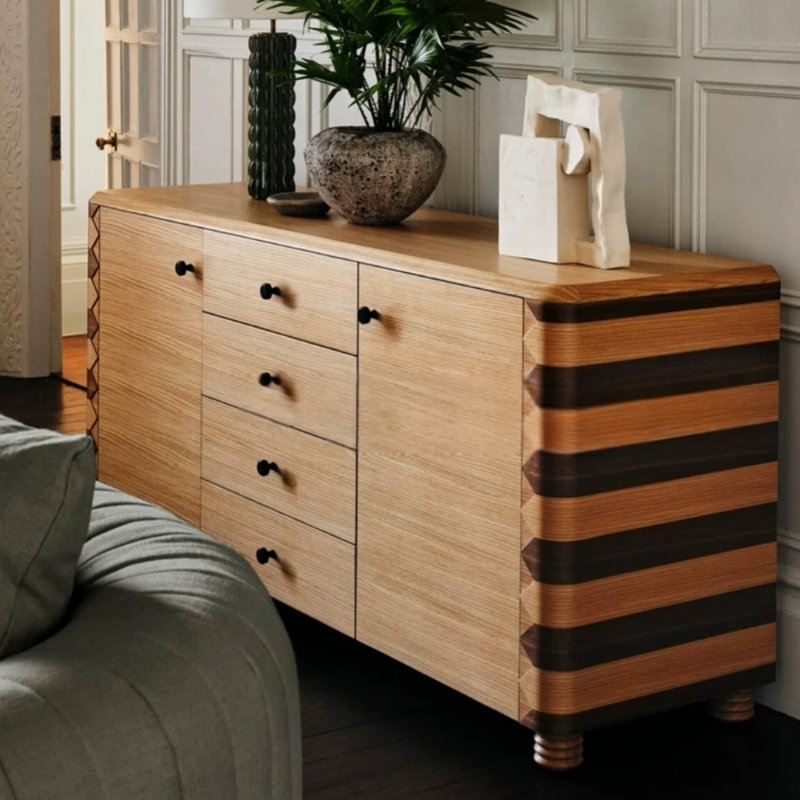 Buffet de style artistique rétro, H 31,5 po x l 55,12 po x P 17,72 po