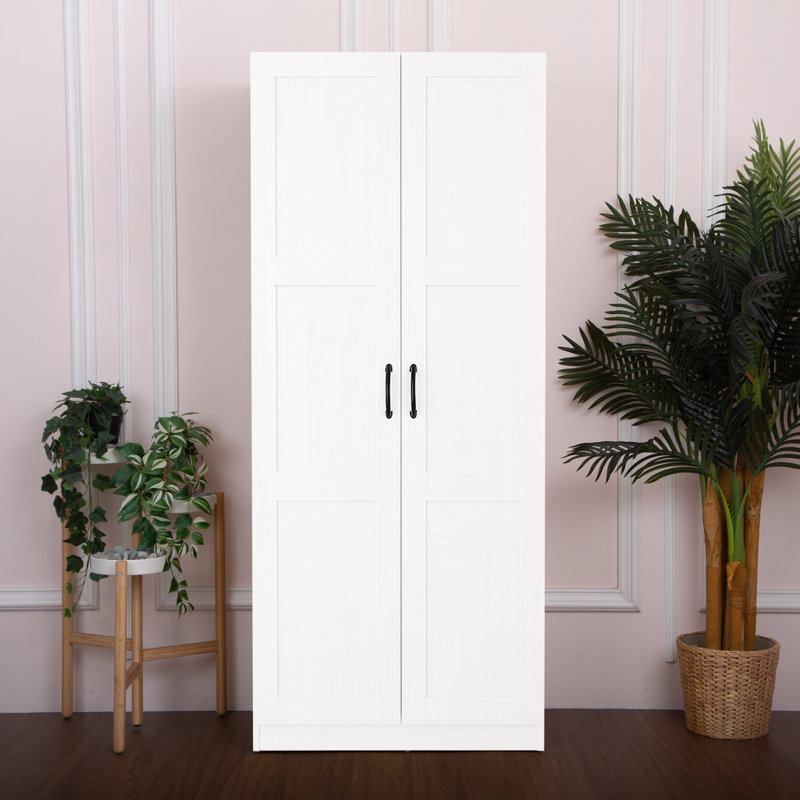 30 In. W X 71 In. H X 16 In. D 4-Shelf Wood Freestanding Cabinet In White Titanium, White